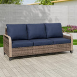 EAGLE PEAK Wicker Outdoor Patio Sofa Modern Rattan Patio Furniture Loveseat for Backyard Deck Porch Balcony - Photo 5