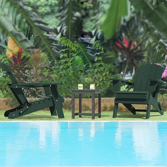 LOUNZY Folding Adirondack Chair Set of 2, Green - Photo 7