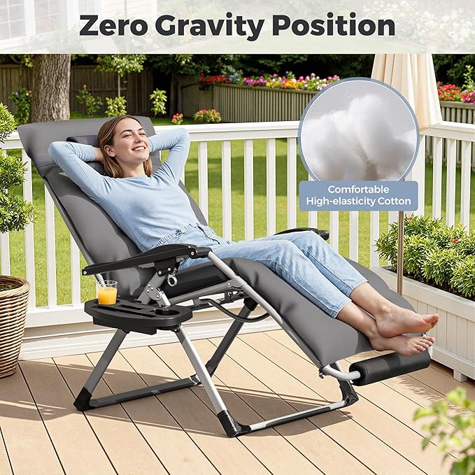 Homall Oversized Zero Gravity Chair, 32In Recliner Lounge Chair with Removable Soft Cushion and Cup Holder - Photo 6