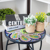 12 Inch Small Outdoor Side Table with Purple Flower, Glass Mosaic Patio Table Indoor - Photo 5