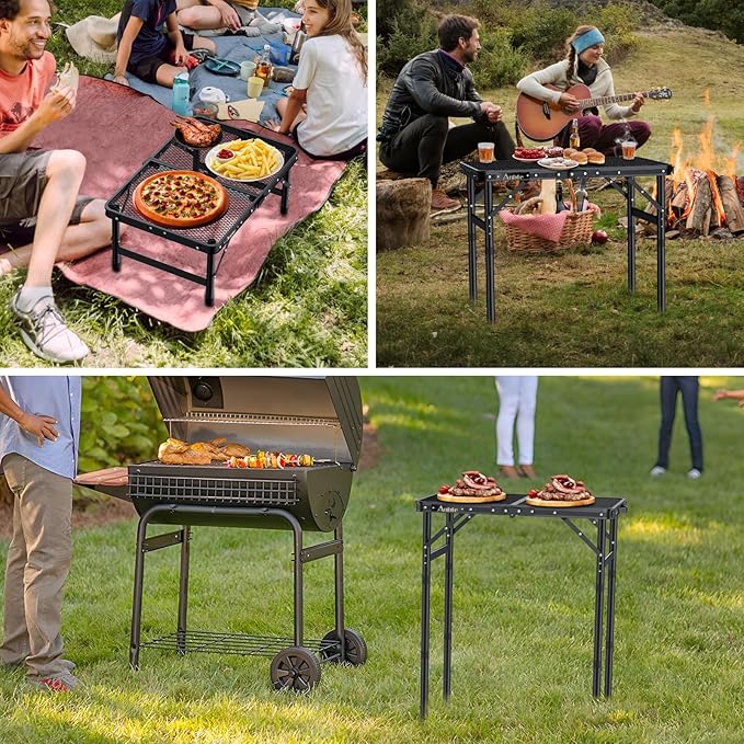 Anbte Folding Grill Table, Aluminum Camping Table Adjustable Height Max 27.5" Picnic Table Outdoor Table, Lightweight - Photo 8