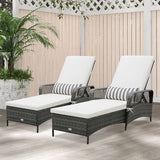 HAPPYGRILL 2PCS Patio Rattan Chaise Lounge, Outdoor PE Wicker Sun Lounger with Adjustable Backrest - Photo 2