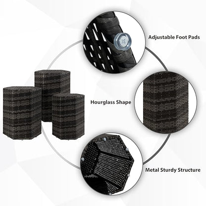 Sundale Outdoor Wicker Side Table Set of 3, Nesting Rattan Coffee End Tables for Small Spaces, Weatherproof Patio Furniture, Lightweight Indoor/Outdoor Use, Dark Grey