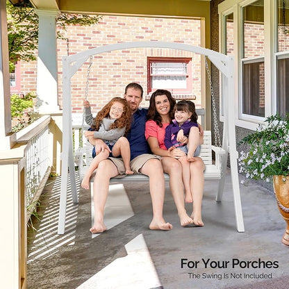 VINGLI Outdoor Wooden Swing Frame, Heavy Duty 1000 LBS A-Frame Swing Stand with Farmhouse Cottage Style, Patio Porch Swing Bench Stand for Indoor & Outdoor (White)
