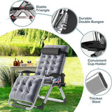 NAIZEA Padded Zero Gravity Chair, Folding Outdoor Lounge Chairs, Adjustable Reclining Camping Chairs with Cup Holder - Photo 5