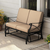 Giantex 2-Person Outdoor Glider, Rocking Chair Loveseat with Detachable Thick Cushions, Metal Frame, 660Lbs Capacity - Photo 9