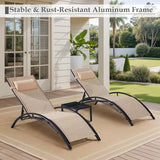 Patio Chaise Lounge Set of 3, Pool Lounge Chairs with Pillow - Photo 7