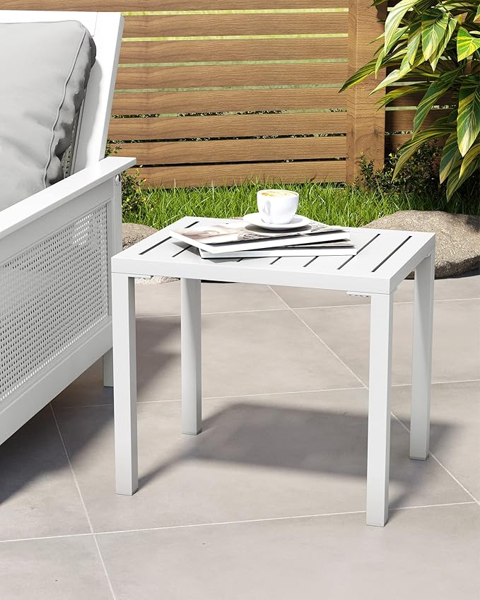 Crestlive Products Outdoor Side Table Set of 2, Aluminum Rectangular Side/End Table - Photo 2