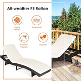 Tangkula Outdoor Chaise Lounger, Rattan Patio Lounge Chair with Removable Thick Cushion, 5 Adjustable Levels - Photo 7