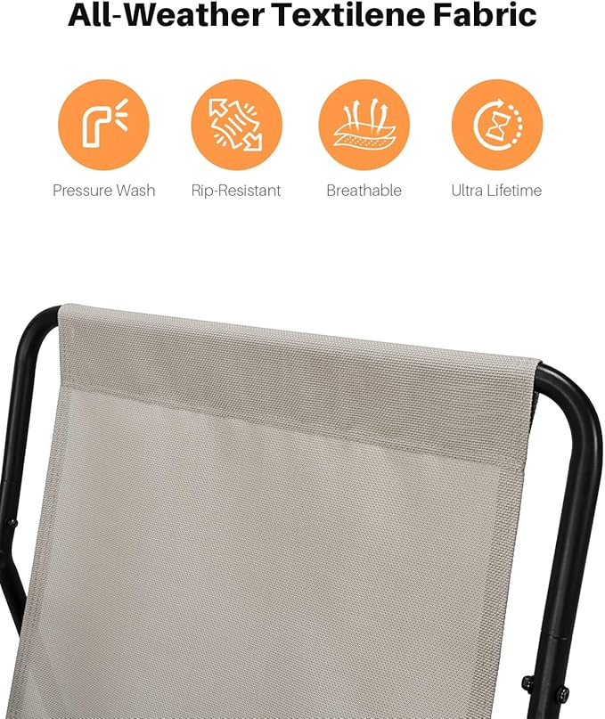 Patio Accent Chair, Modern Metal Outdoor Lounge Chair, Comfy Outdoor Accent Chair with Padded Seat, All Weather Outdoor Patio Chair for Living Room, Apartment, Bedroom, Poolside, Off-White