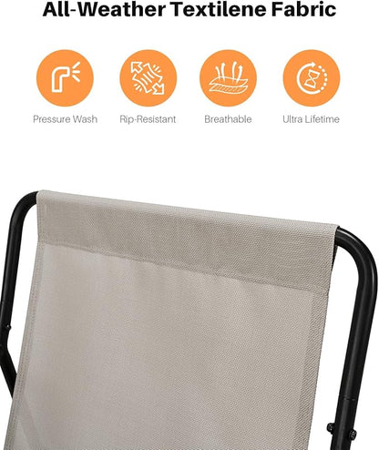 Patio Accent Chair, Modern Metal Outdoor Lounge Chair, Comfy Outdoor Accent Chair with Padded Seat, All Weather Outdoor Patio Chair for Living Room, Apartment, Bedroom, Poolside, Off-White