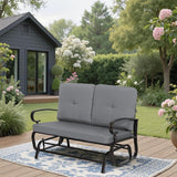 SUNCROWN Outdoor Swing Glider Chair, Patio 2 Seats Loveseat Rocking Chair with Cushions - Photo 3