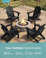 Ciokea Folding Adirondack Chair 4 Pack, Patio Adirondack Chair Weather Resistant, Plastic Fire Pit Chair with Cup Holder - Photo 3