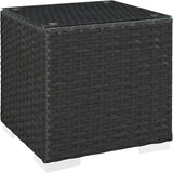 Modway Sojourn Wicker Rattan Outdoor Patio Side End Table in Chocolate - Photo 4