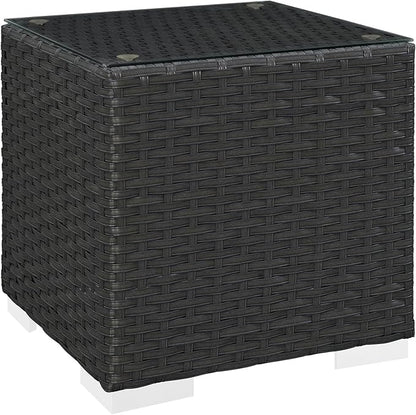 Modway Sojourn Wicker Rattan Outdoor Patio Side End Table in Chocolate