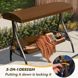 3 in 1 Outdoor Porch Swing with Adjustable Canopy, 3 Seat Outdoor Swing for Adults - Photo 3