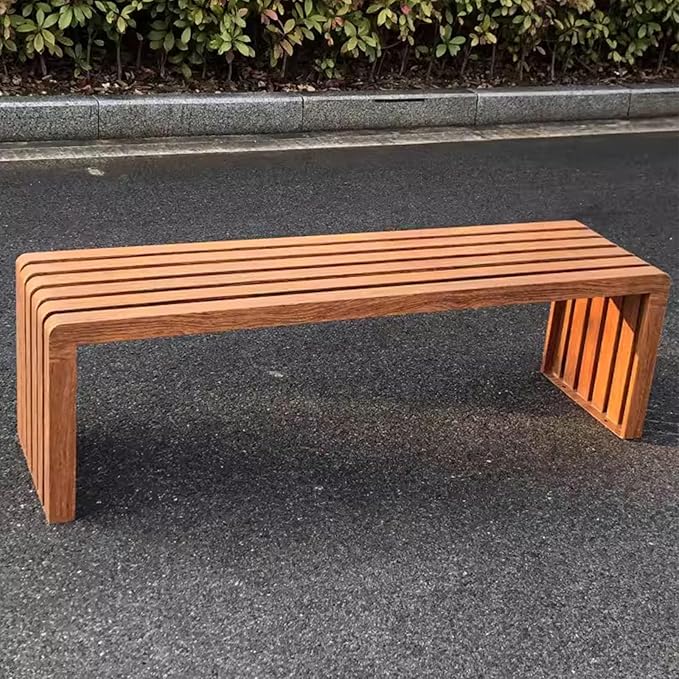 Metal Garden Bench, Outdoor Patio Bench Outdoor Benches Weatherproof, All-Weather Durability, Anti-Rust & Easy to Care(Brown,120cm)
