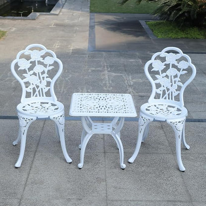KAILI Outdoor Cast Aluminum Side Table Patio Side Table Backyard, Pool, Indoor, Easy Maintenance and Weather Resistant Coffee Table Porch Table Bistro Table (18.5square-White)