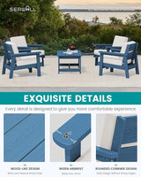 SERWALL Outdoor Patio Furniture Set, 5 Piece HDPE Patio Conversation Sets - Photo 4