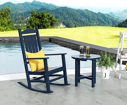 WestinTrends Malibu 3-Piece Set Outdoor/Patio Rocking Chairs with a Side Table (2 Seater), Navy Blue