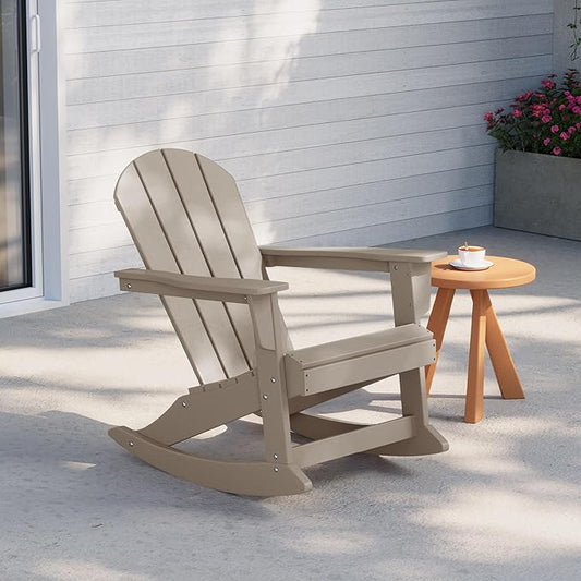 WestinTrends Malibu Outdoor/Patio Poly Adirondack Rocking Chair, Weathered Wood