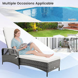 HAPPYGRILL Patio Rattan Chaise Lounge, Outdoor PE Wicker Sun Lounger with Adjustable Backrest - Photo 8