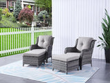 HUMMUH 4 Pieces Patio Bistro Set Wicker Patio Chairs Set of 2 with Ottomans Rattan Outdoor Furniture Conversation Set - Photo 1