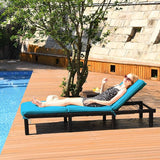 Tangkula Rattan Wicker Chaise Lounge Chair, Outdoor Patio Lounger Recliner Chair w/Adjustable Backrest - Photo 2