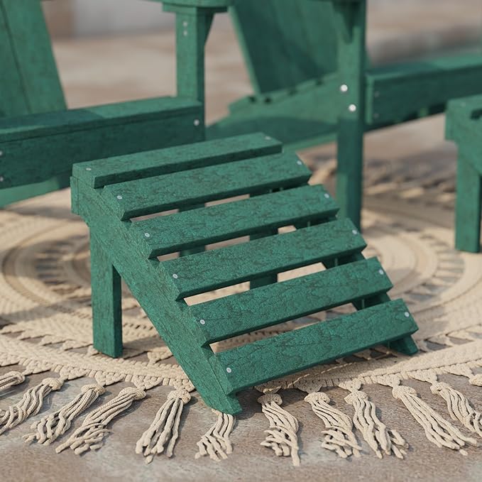 Wildridge Classic Footrest, Turf Green - Outdoor Weather Resistant HDPE Ottoman for Adirondack Chair