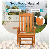 VINGLI Wooden Patio Glider, Heavy Duty 600 LBS Outdoor Glider with Cup Holders - Photo 4