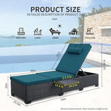 WAROOM Outdoor Chaise Lounge Chairs for Outside Patio Furniture Set of 2 Wicker Recliner Black Rattan Sunbathing - Photo 2