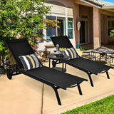 Giantex Lounge Chairs for Outside Patio Chaise Lounges Aluminum Recliner W/Adjustable 6 Backrest Positions and Wheels - Photo 6