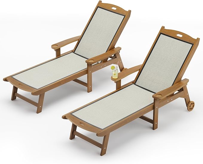 LUE BONA Chaise Lounge Chair Outdoor, HDPS and HDPE Wicker Material, Patio Lounge Chair with Adjustable Backrest - Photo 1