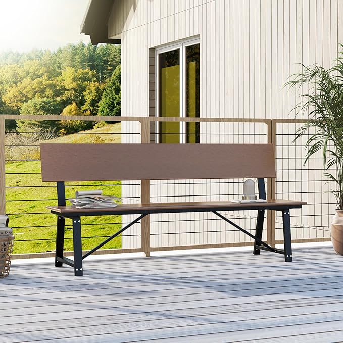 Tangkula 72” Outdoor Bench, Extra Long Patio HDPE Bench for 4 People, 1100 lbs Weight Capacity - Photo 5