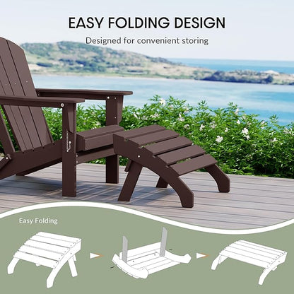 WestinTrends Dylan Outdoor Patio HDPE Adirondack Ottoman Footrest, Dark Brown