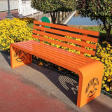 Outdoor Metal Garden Bench Galvanized Steel, Heavy-Duty Patio Benches Weatherproof with Backrest - Photo 1