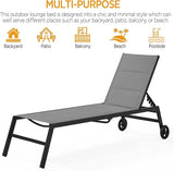 Yaheetech Outdoor Patio Chaise Lounge, All Weather Outdoor Lounge with Wheels, 5-Position Adjustable Recliner for Patio - Photo 7
