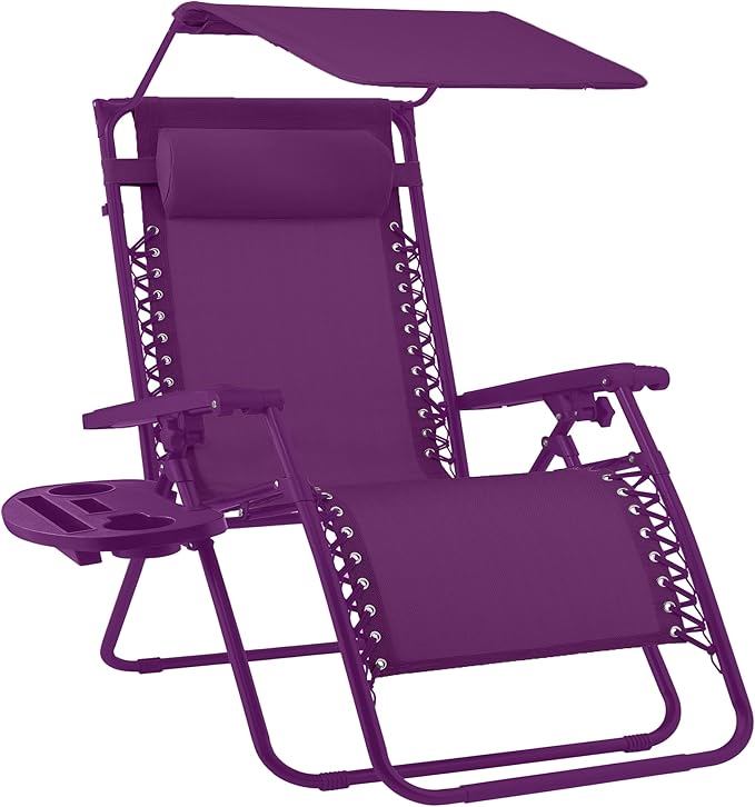 Best Choice Products Folding Zero Gravity Outdoor Recliner Patio Lounge Chair w/Adjustable Canopy Shade, Headrest - Photo 1