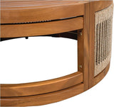 Merax 27.95" Acacia Wood Outdoor Coffee Table,Handwoven Rope Accent Boho Patio Table with All-Weather Durability,Teak - Photo 7