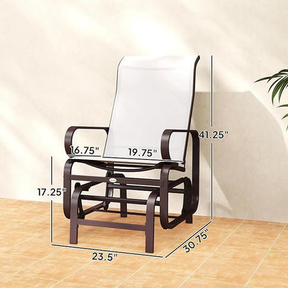 Outsunny Outdoor Glider Chair Set of 2, Gliders for Outside Patio with Smooth Gliding Mechanism and Lightweight Construction for Backyard, Beige