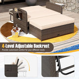 LDAILY Moccha Outdoor Daybed, Wicker Loveseat Sofa Set with 4-Postion Adjustable Backrest, Storage Ottoman, Cushions - Photo 5