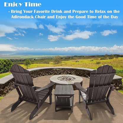 hOmeHua Folding Adirondack Chair, HIPS Foldable Adirondack Chairs Weather Resistant, Plastic Outdoor Chair for Patio, Backyard Deck, Fire Pit Lawn Porch (Dark Brown)