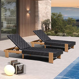 PURPLE LEAF Patio Lounge Chair Modern Luxury Outdoor Chaise Lounge 2 Pieces with Adjustable Backrest PU Leather Style - Photo 1