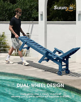 Lounge Chair Outdoor Set of 2, HDPE Chaise Lounge Outdoor, Pool Lounge Chair for Pool Poolside Deck Backyard Patio - Photo 3