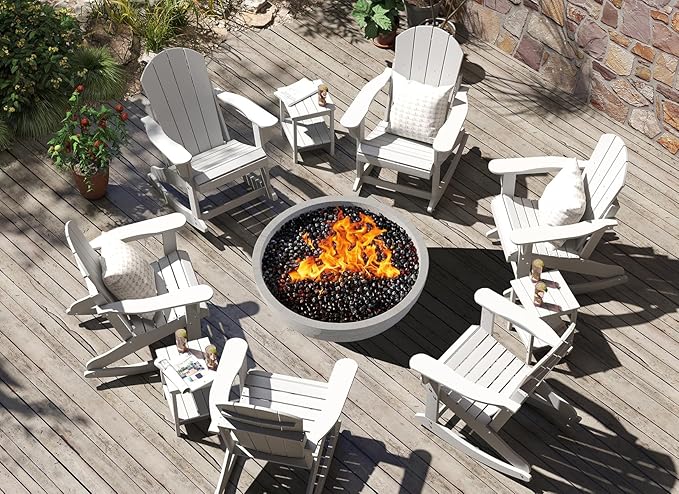 GREENVINES Adirondack Rocking Chair | HDPE Plastic | Porch Rocker | Chair for Outdoor Patio Deck | All Weather | White - Photo 2