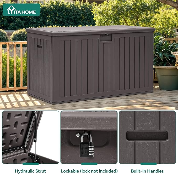 YITAHOME 220 Gallon Double-Wall Deck Box with Divider & Side Handles, Outdoor Large Storage for Patio Furniture Cushions - Photo 4