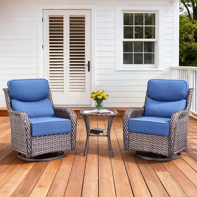 Luxury Outdoor Swivel Rocker Patio Chairs Set of 3 - Photo 1