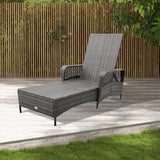 HAPPYGRILL Patio Rattan Chaise Lounge, Outdoor PE Wicker Sun Lounger with Adjustable Backrest - Photo 4