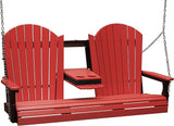 LuxCraft 5' Adirondack Hanging Porch Swing with Flip Down Console, Outdoor Patio Swing, Front Porch Swing - Photo 1