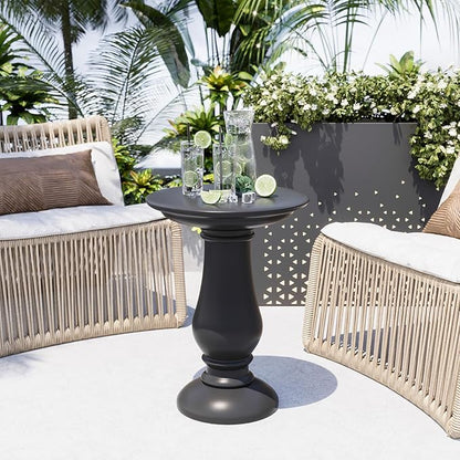 UPHA Outdoor Patio Round Side Table,Concrete Accent End for Outside Yard, Deck, Living Room, Bedroom, Grey